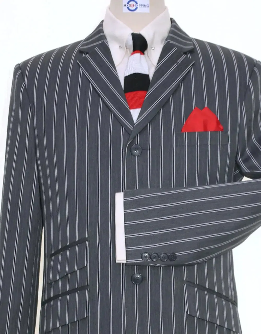 Tailor Made 3 Button Grey Striped Boating Blazer for men