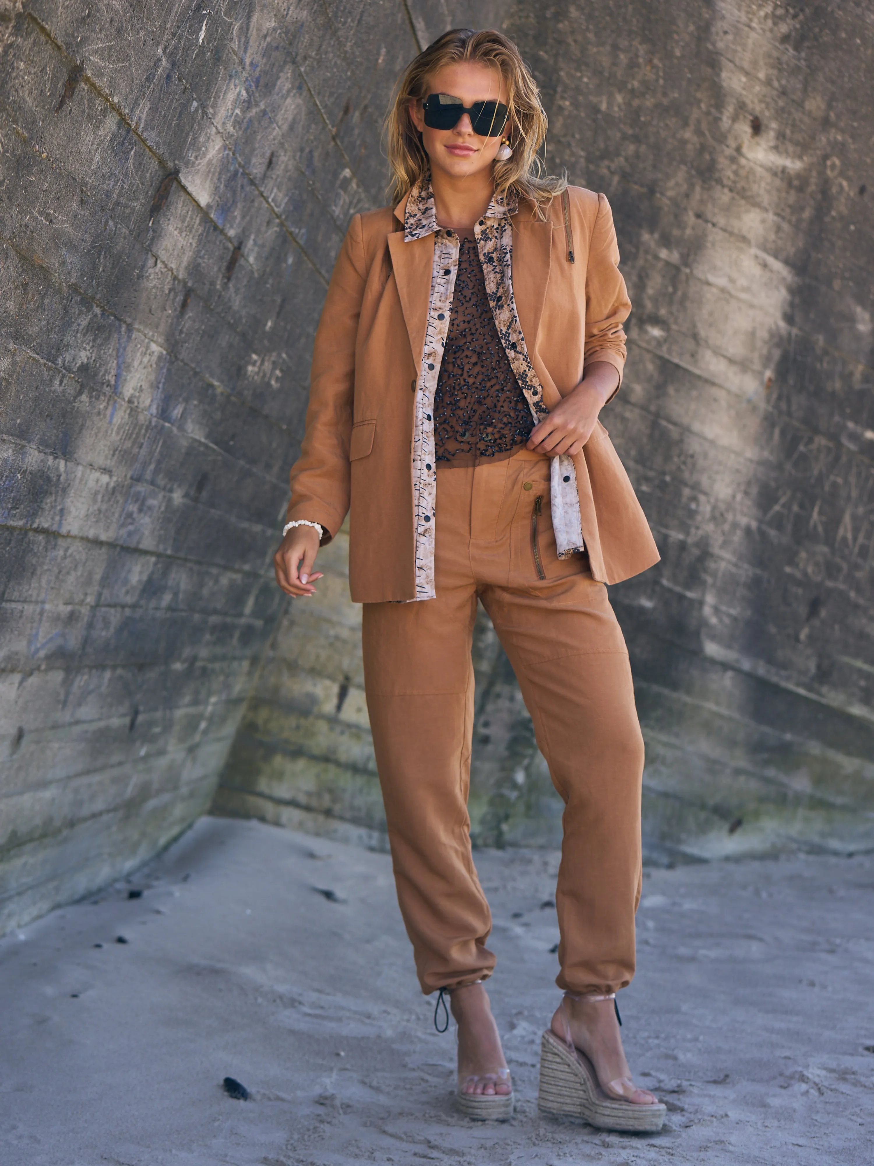 TALI Blazer aus Leinenmischung - Camel