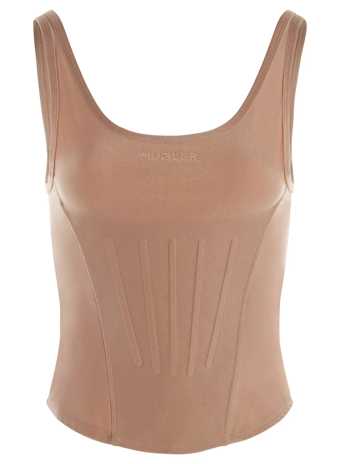 tan corseted tank top