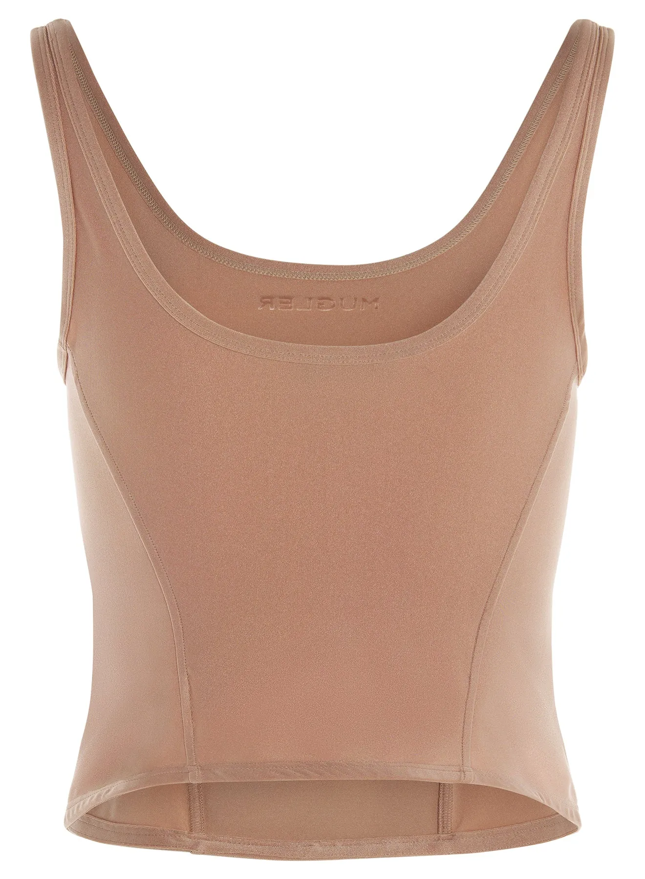 tan corseted tank top