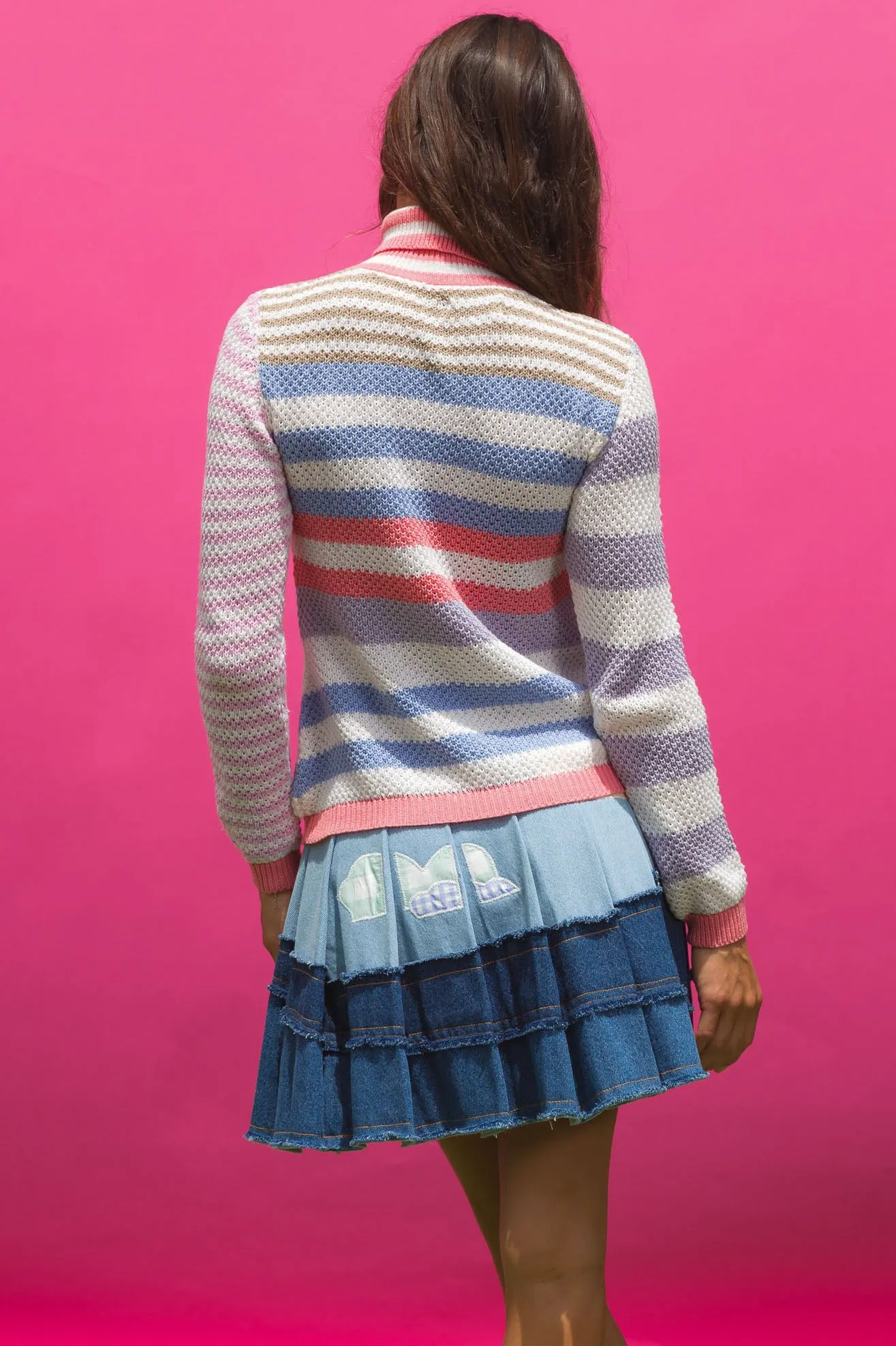 Turtle Neck Top - Tea Cup stripe