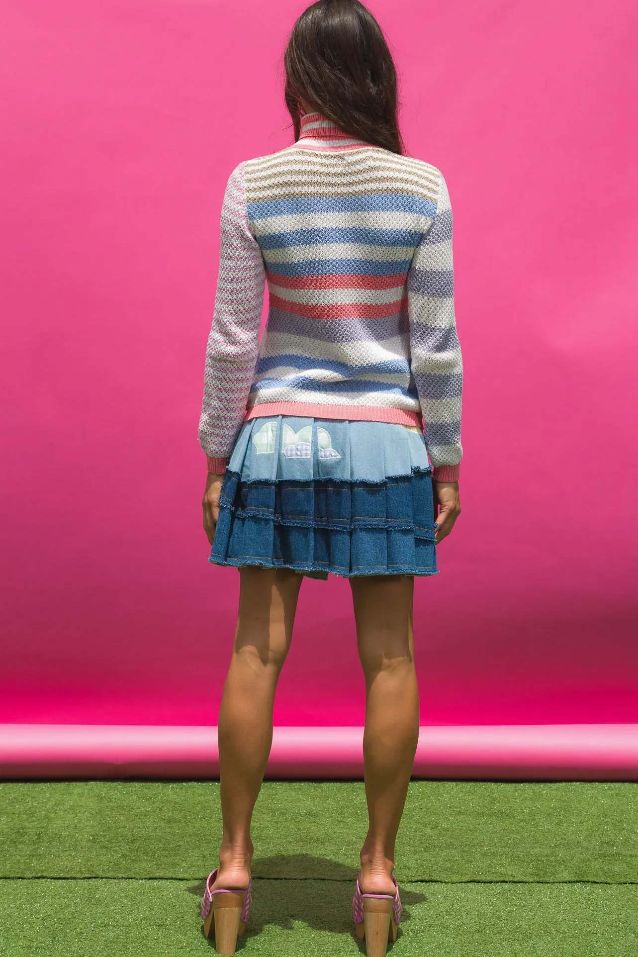 Turtle Neck Top - Tea Cup stripe