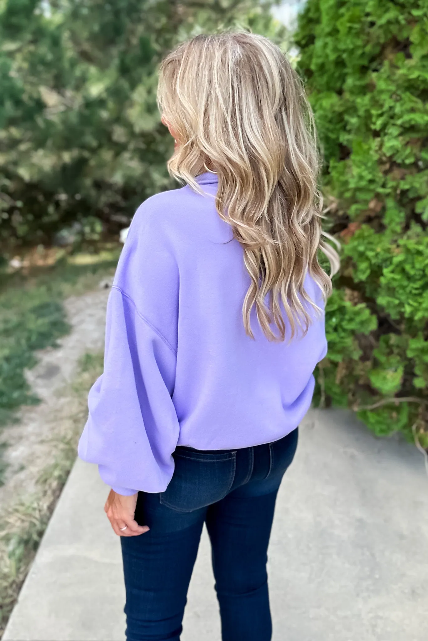 Valerie 1/4 Zip Drop Shoulder Fleece Pullover : Lavender