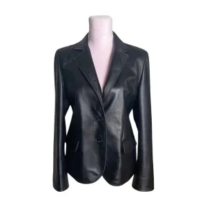 Vintage Balmain Black Leather Blazer