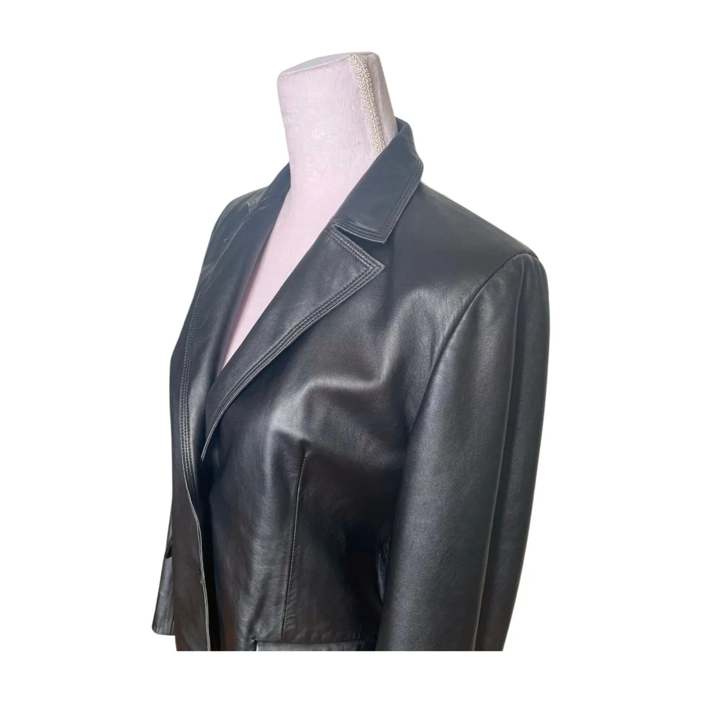 Vintage Balmain Black Leather Blazer