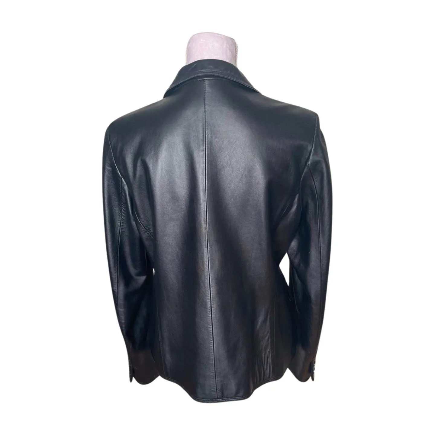 Vintage Balmain Black Leather Blazer