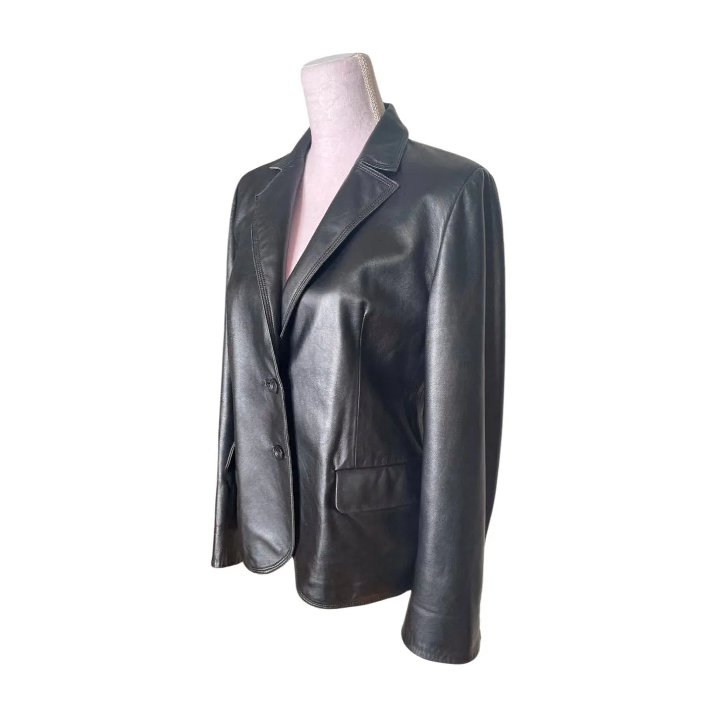 Vintage Balmain Black Leather Blazer