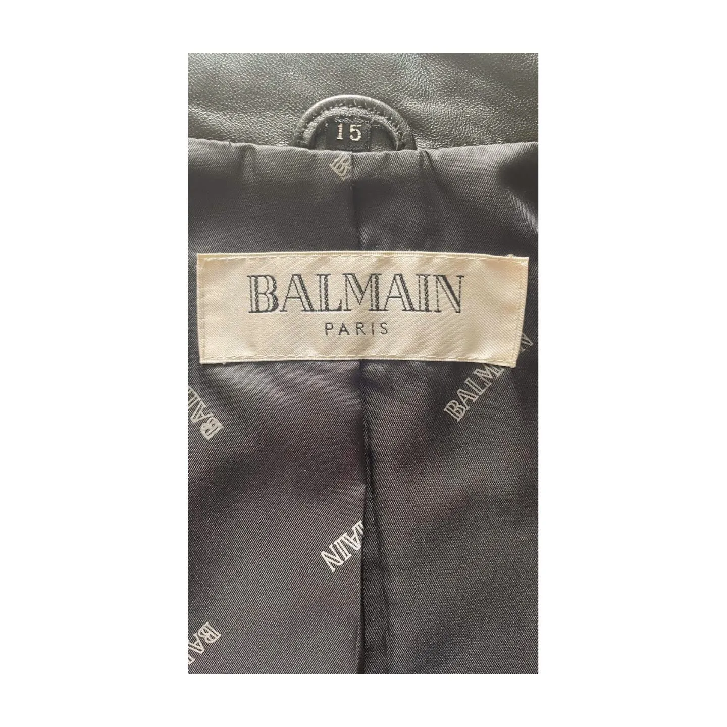 Vintage Balmain Black Leather Blazer