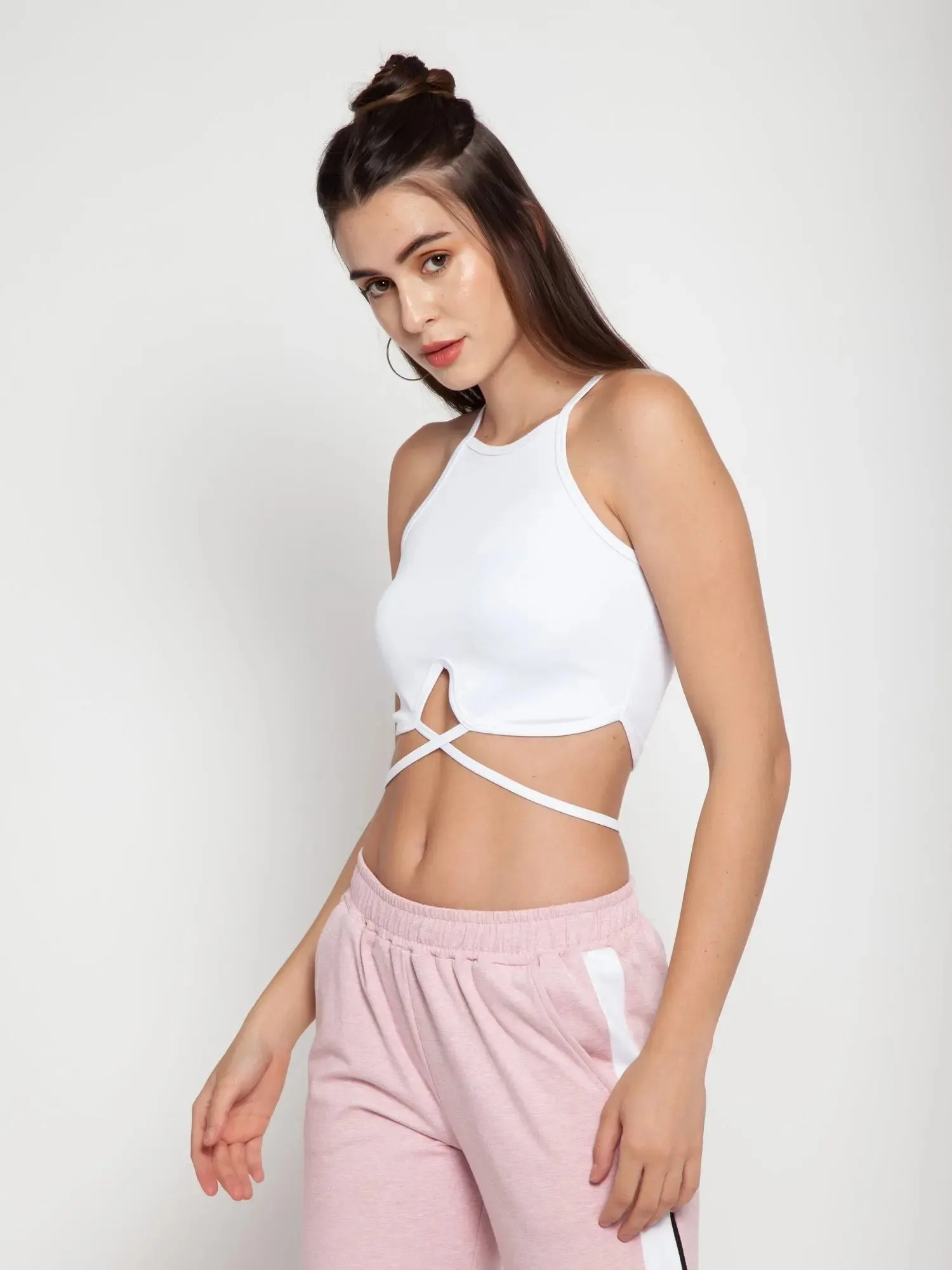 White Midriff Flossing Crop top