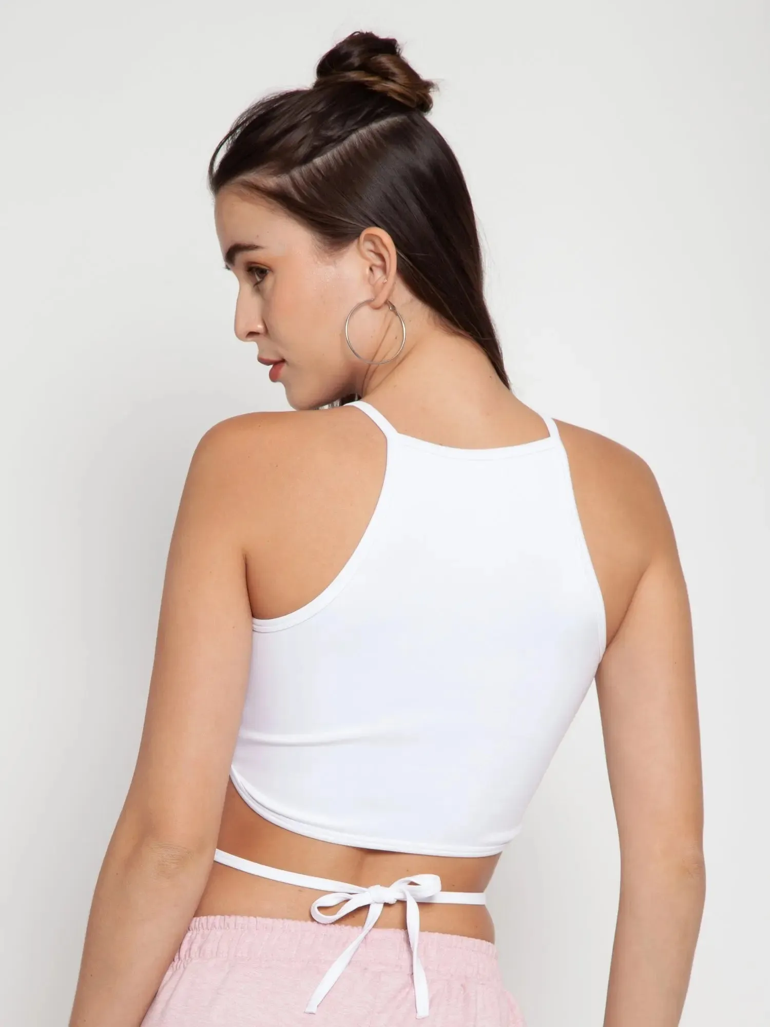 White Midriff Flossing Crop top