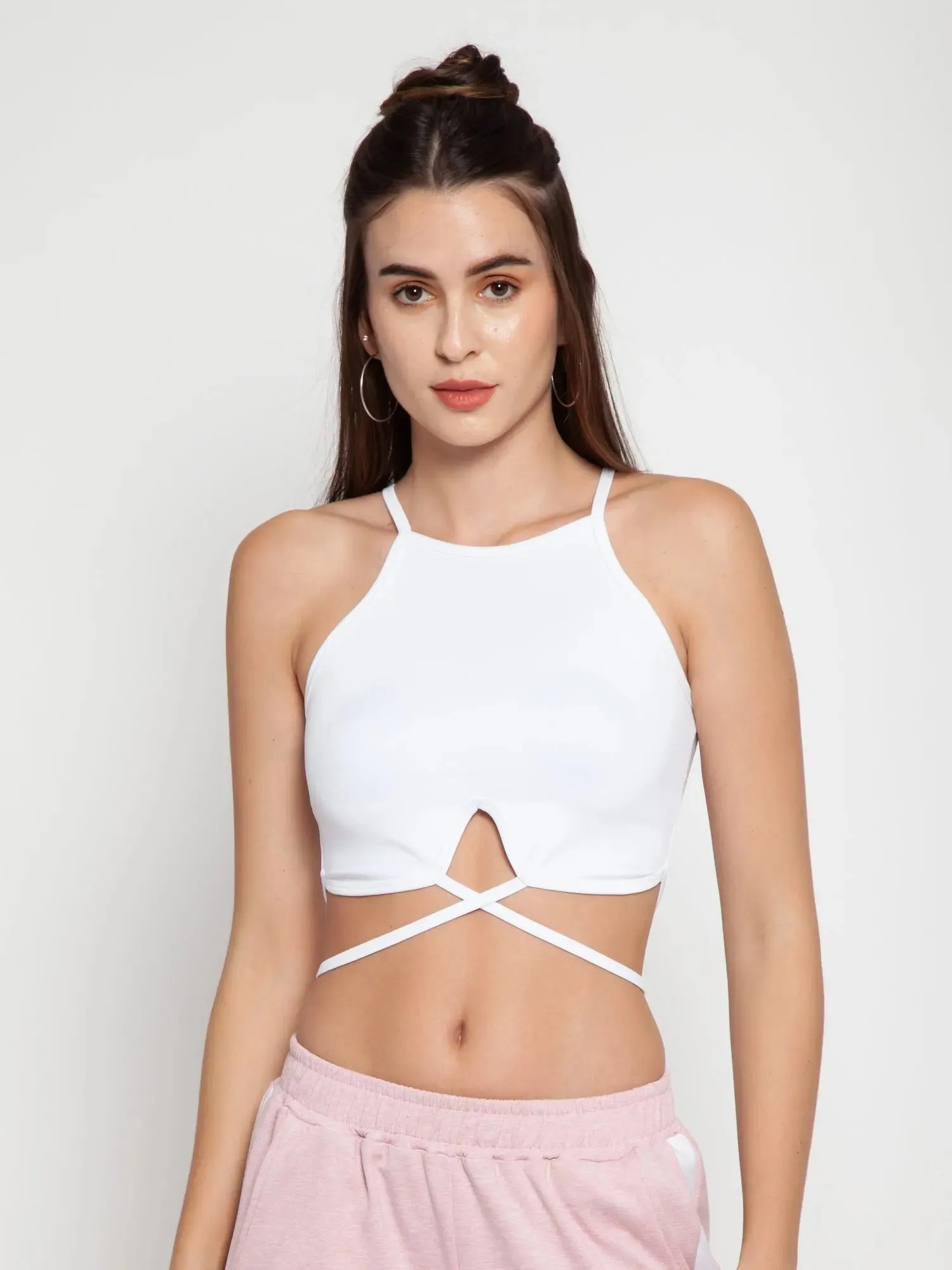 White Midriff Flossing Crop top